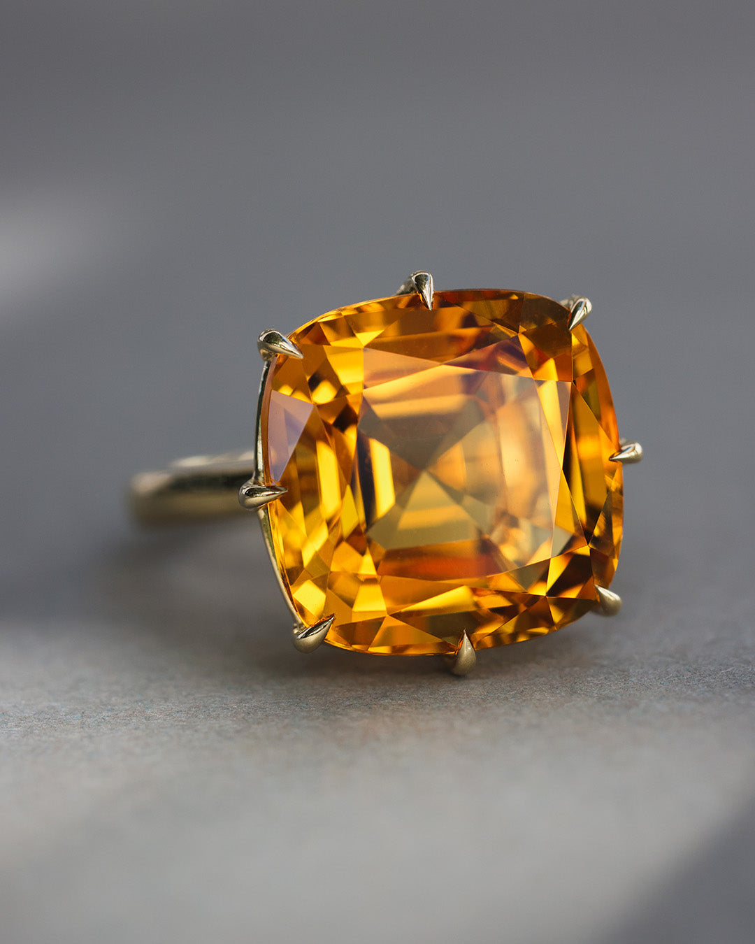 11.82ct Antique Cut Citrine Ring
