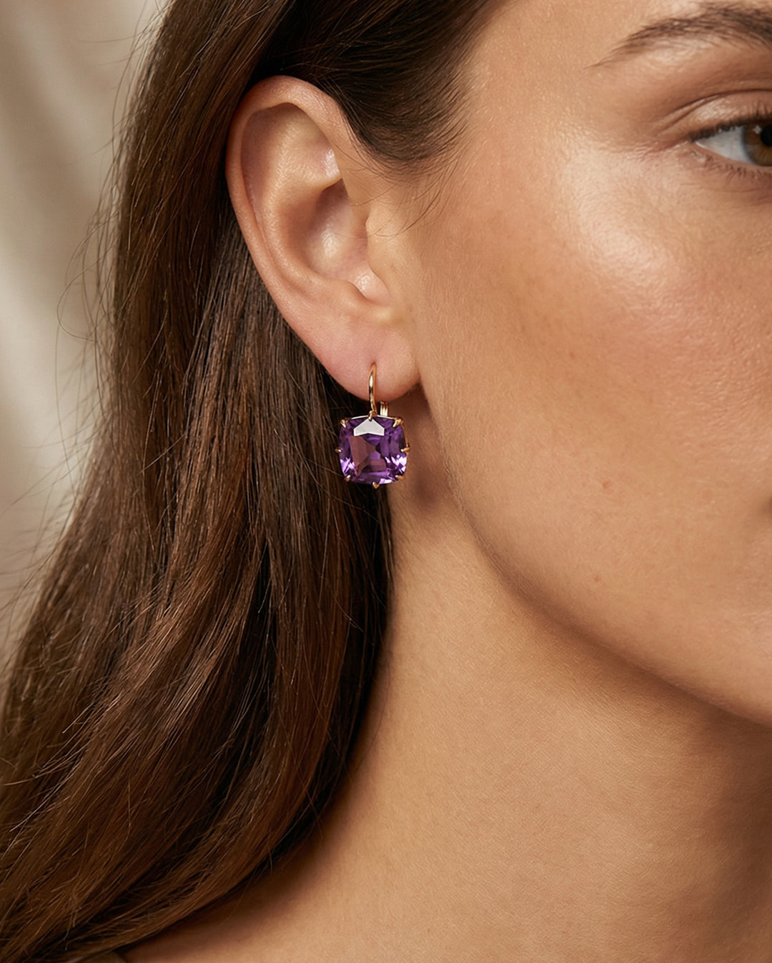 Antique Cut Amethyst Earrings