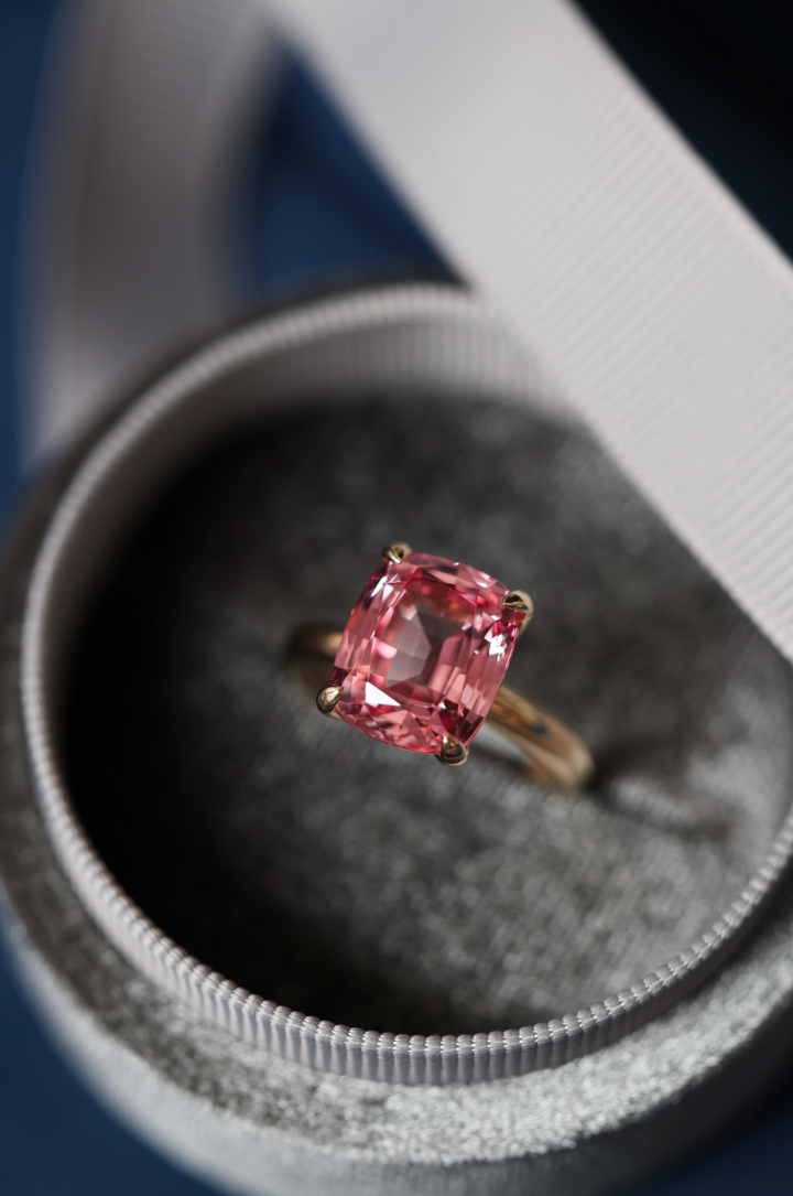 Pink Sapphire Pavilion Ring