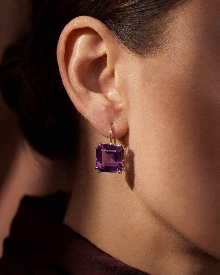 Asscher Cut Amethyst Earrings