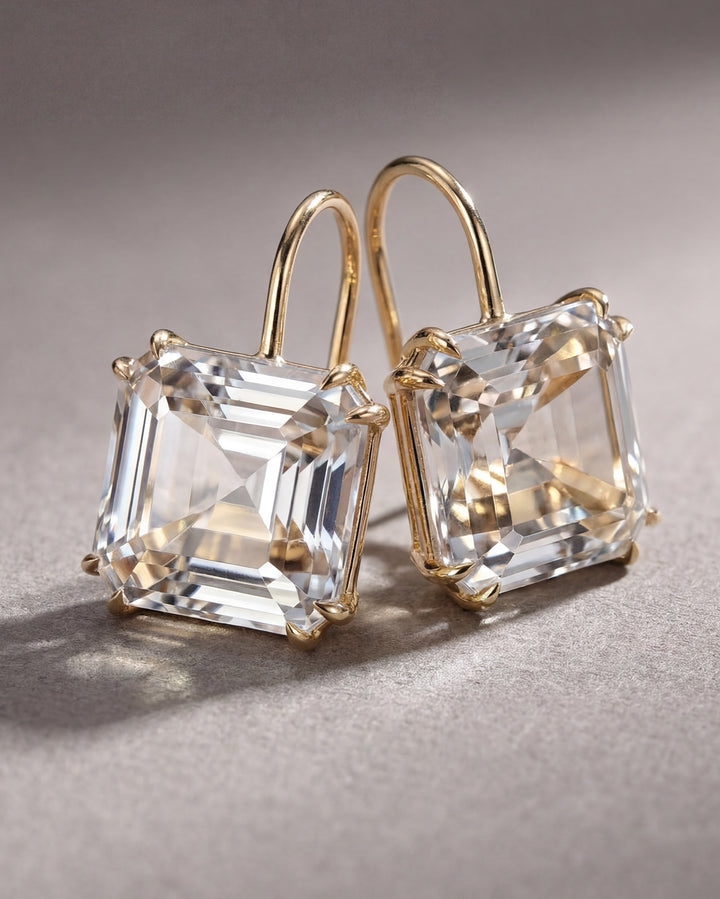 Asscher Cut Topaz Earrings