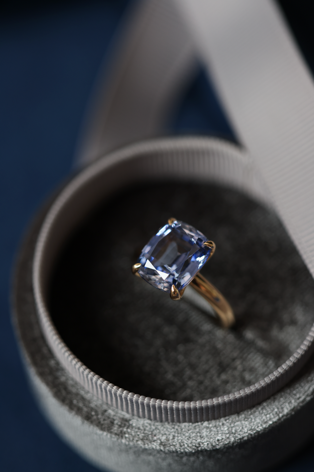 Blue Sapphire Pavilion Ring