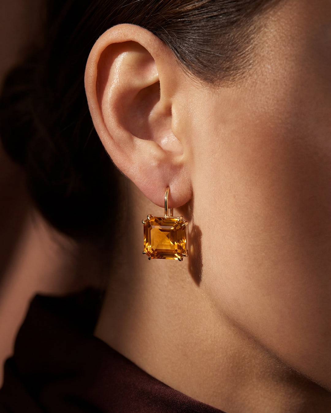 Asscher Cut Citrine Earrings