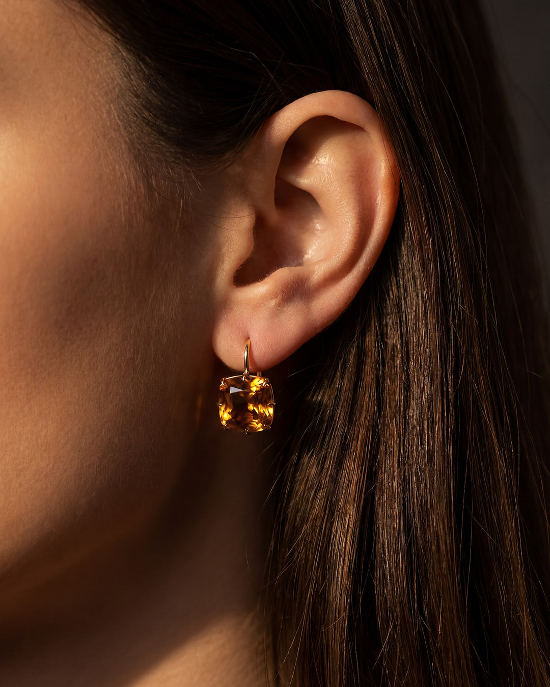 Antique Cut Citrine Earrings