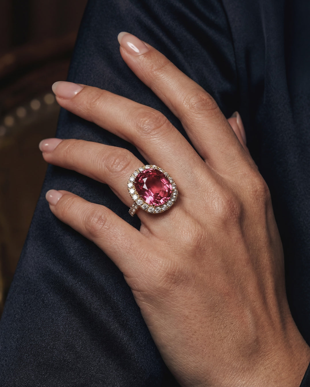 Pink Tourmaline & Diamond Ring