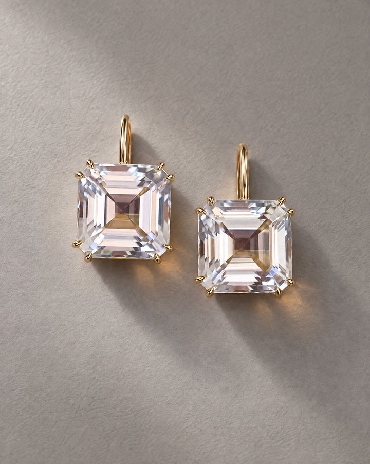 Asscher Cut Topaz Earrings