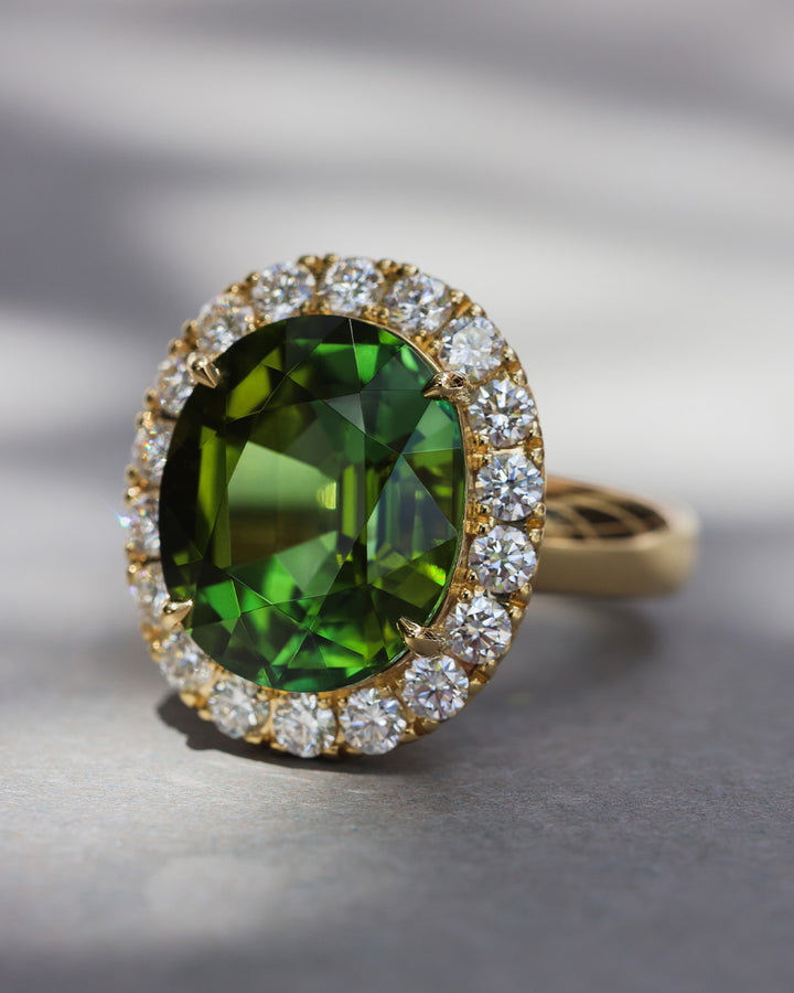 8.71ct Green Tourmaline & Diamond Ring