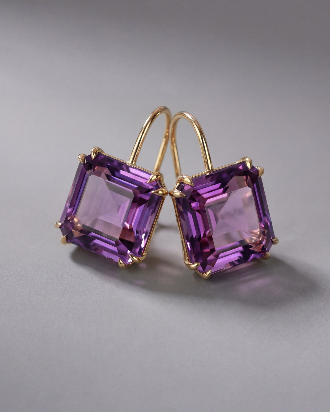 Asscher Cut Amethyst Earrings