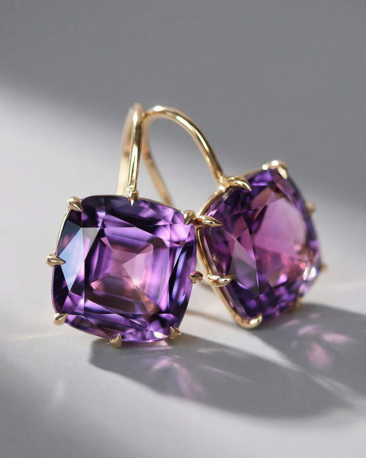 Antique Cut Amethyst Earrings
