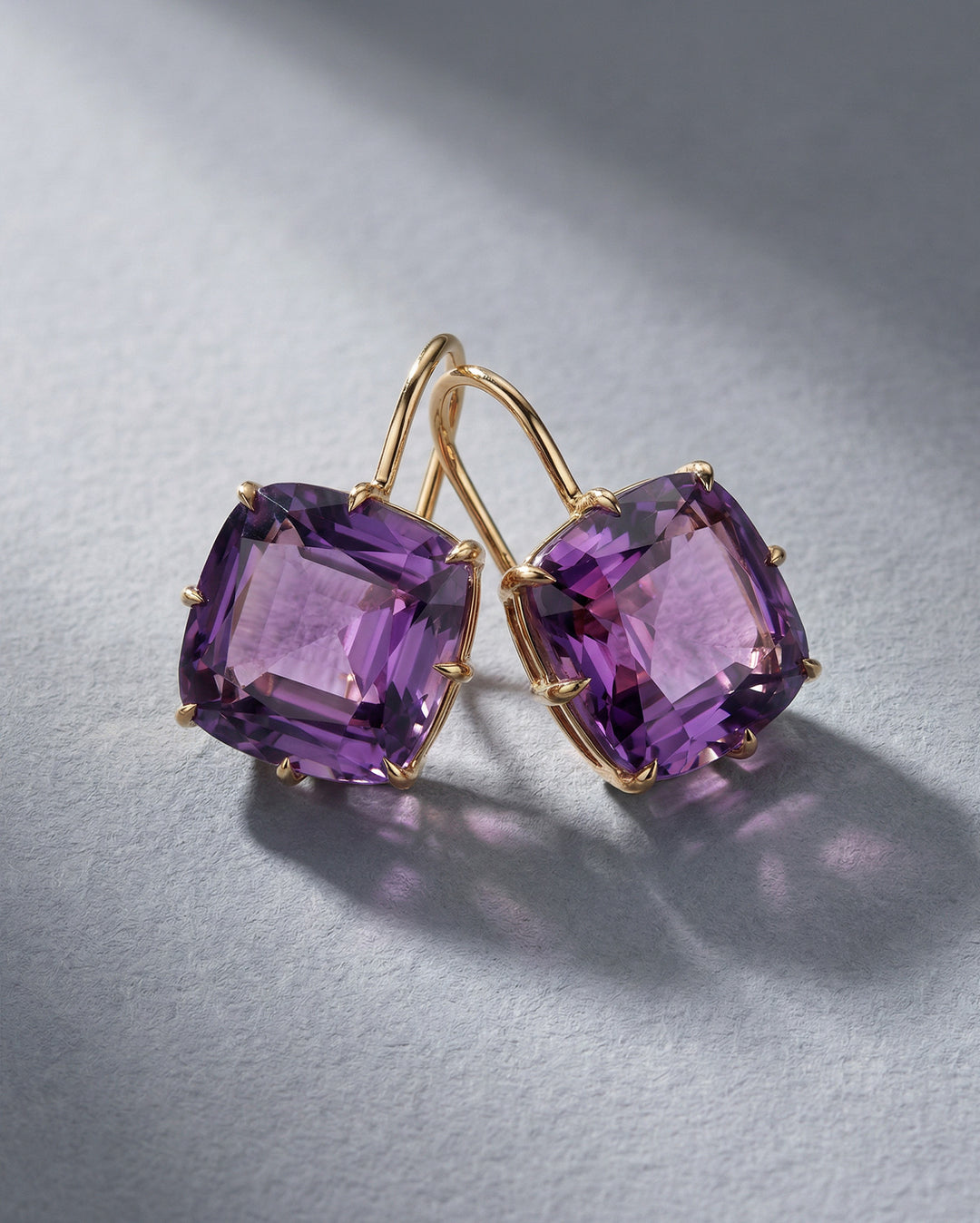 Antique Cut Amethyst Earrings