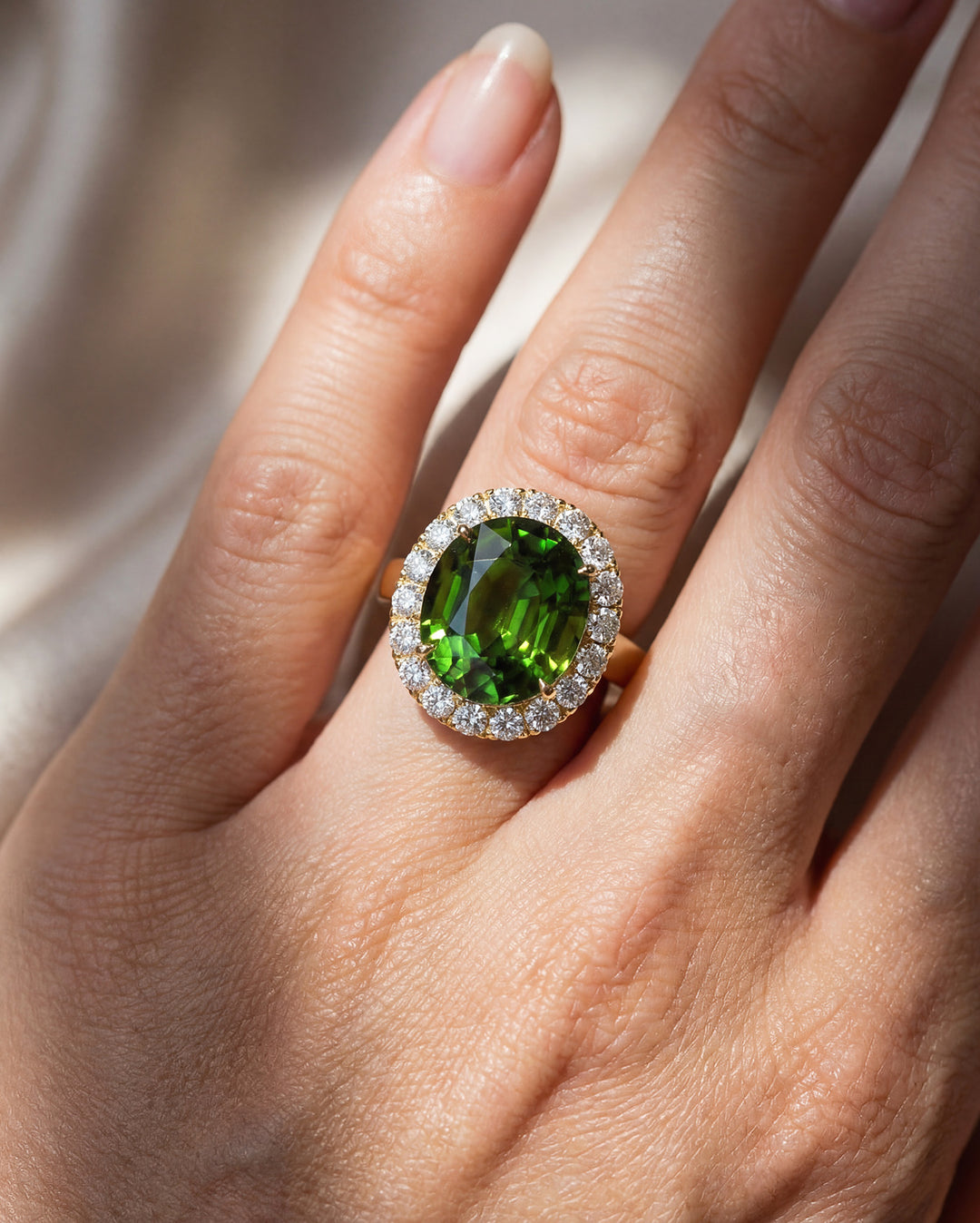 Green Tourmaline & Diamond Ring