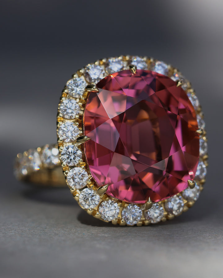 Pink Tourmaline & Diamond Ring