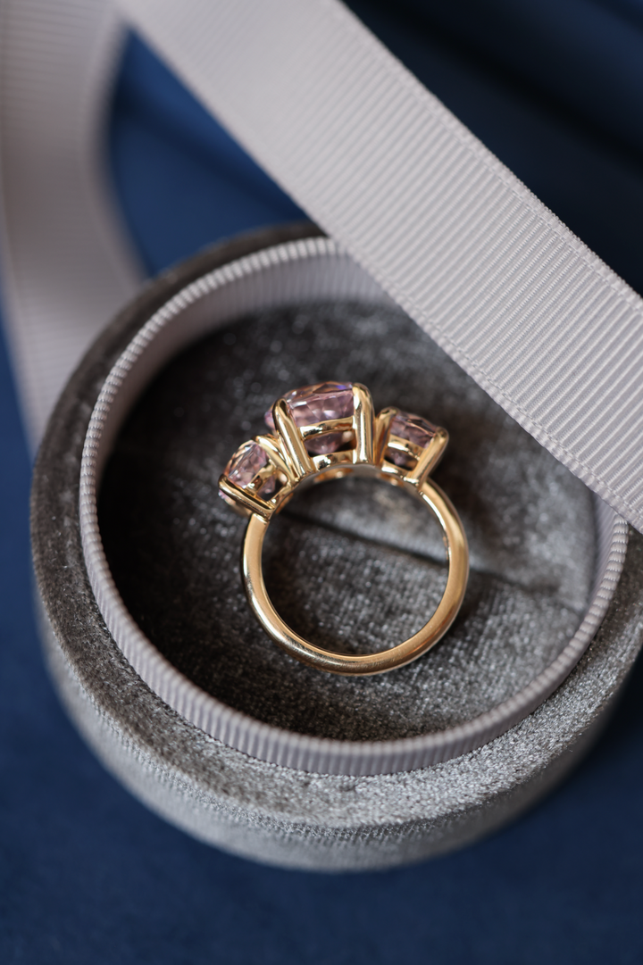 Light Pink Sapphire Triple Crown Ring