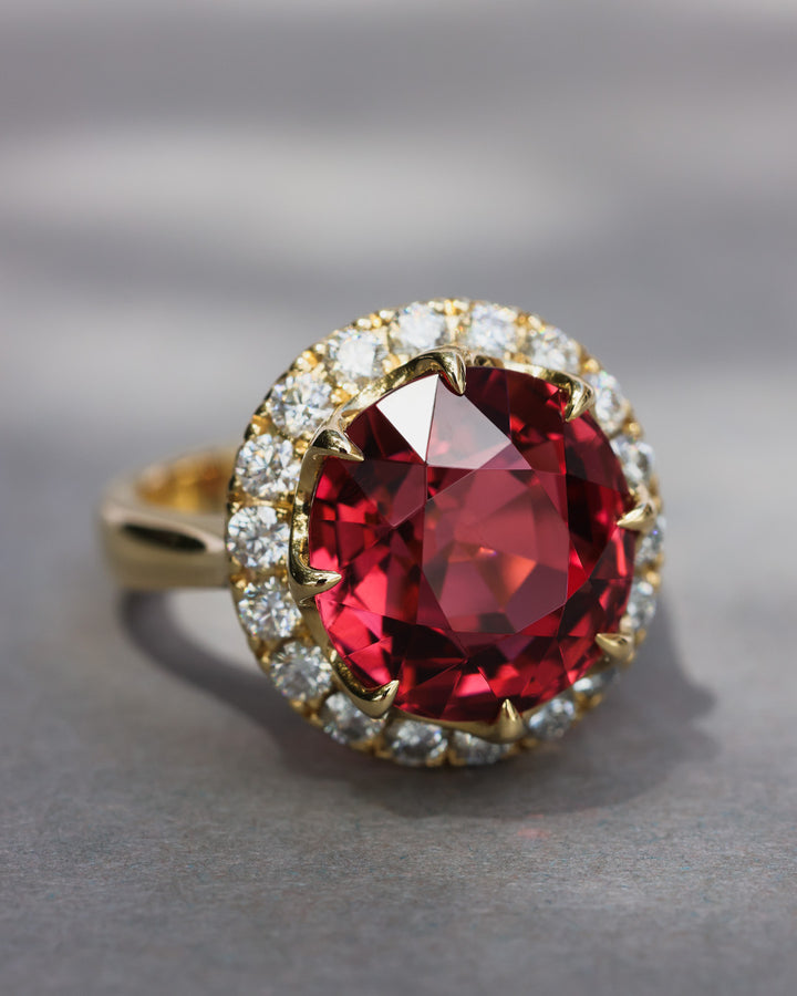 9.61 Carat Pink Tourmaline and Diamond Ring