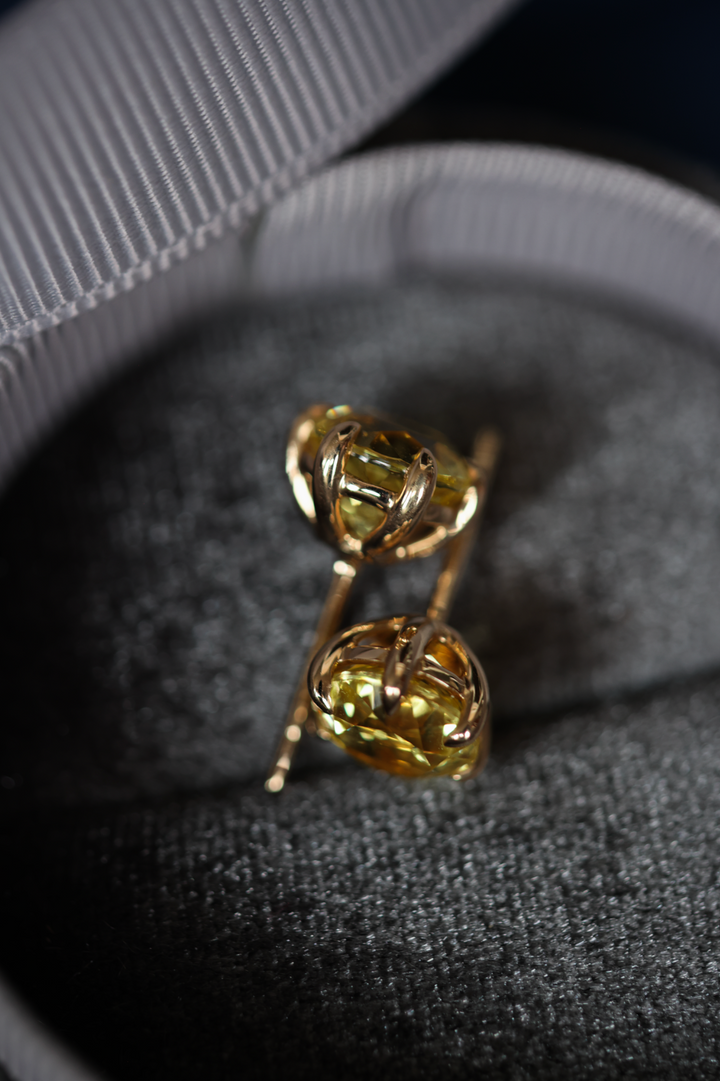 Yellow Sapphire Crown Studs