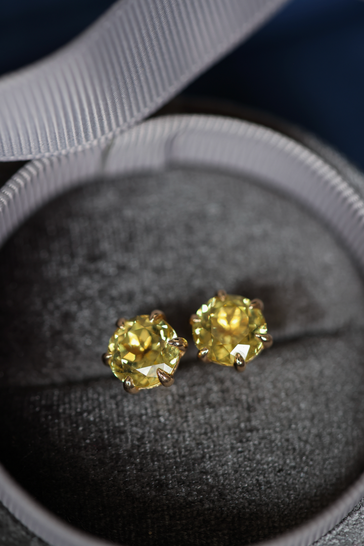 Yellow Sapphire Crown Studs