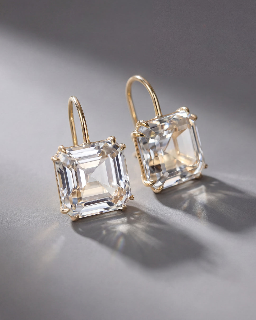 Asscher Cut Topaz Earrings