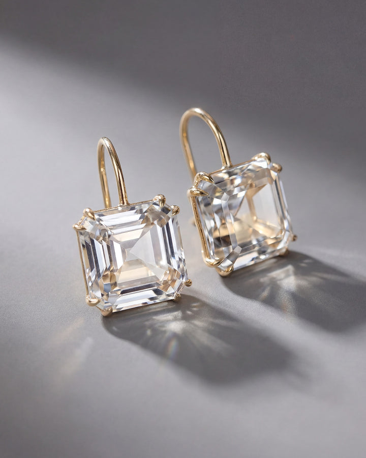 Asscher Cut Topaz Earrings