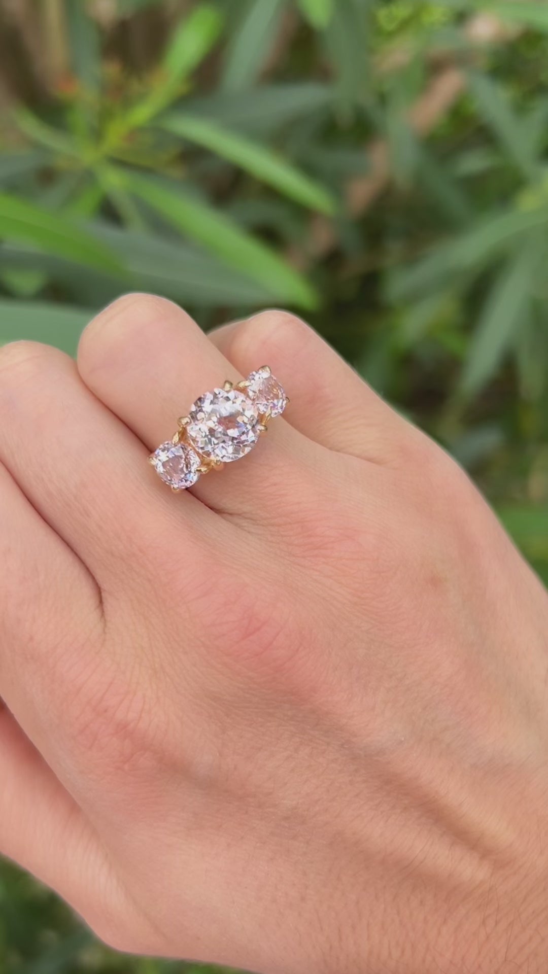 Light Pink Sapphire Triple Crown Ring