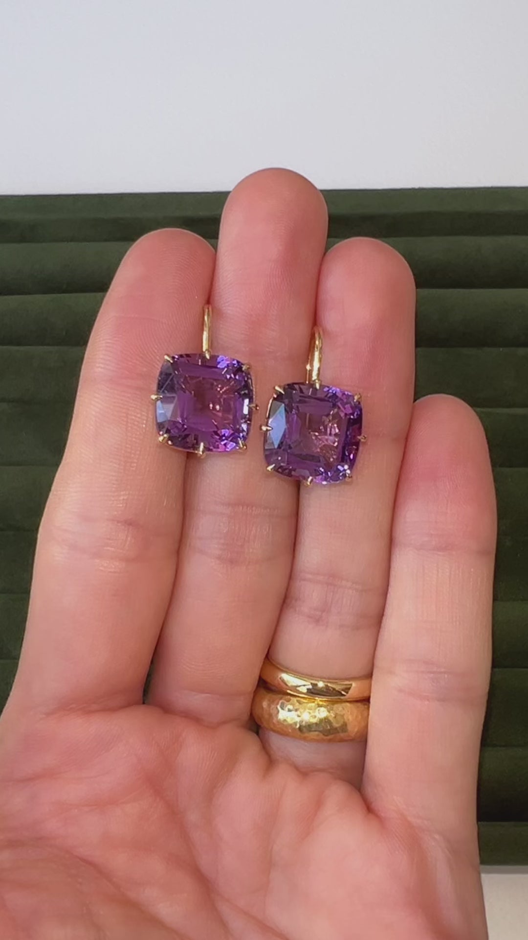 18.62 Carat Antique Cushion Cut Amethyst Earrings