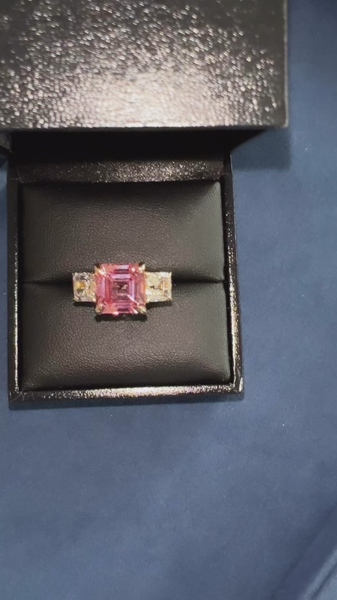 Asscher Cut Pink Sapphire Deco Ring