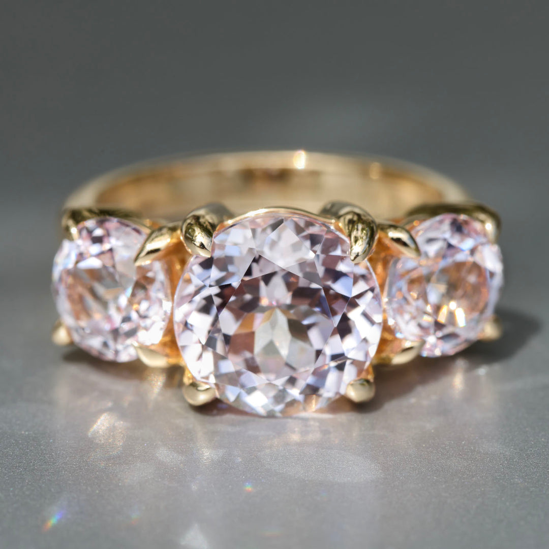 Light Pink Sapphire Triple Crown Ring