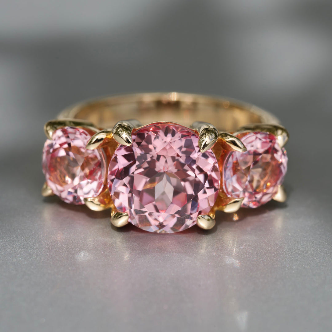 Pink Sapphire Triple Crown Ring