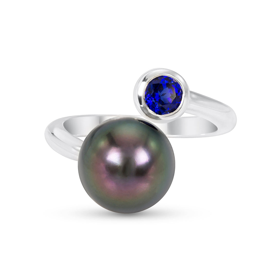 Tahitian Pearl Blue Sapphire Ring