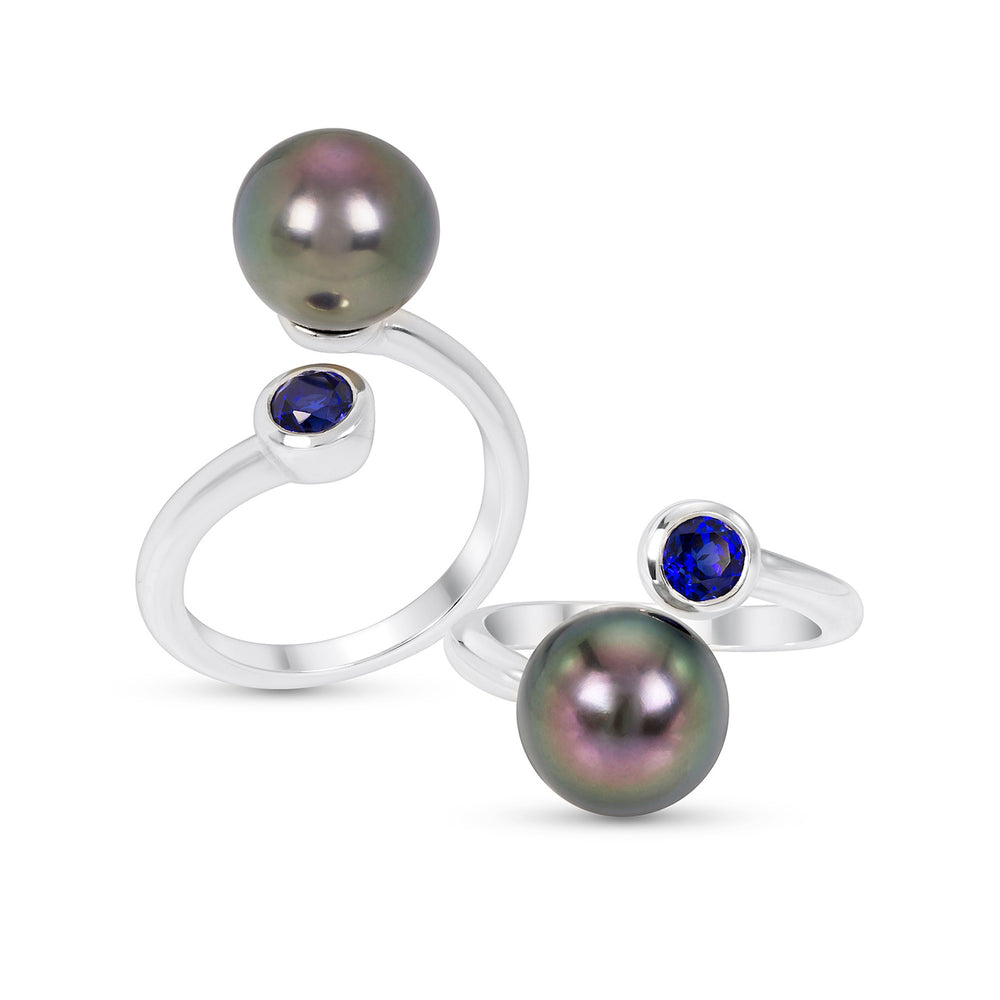 Blue Sapphire Pearl Ring