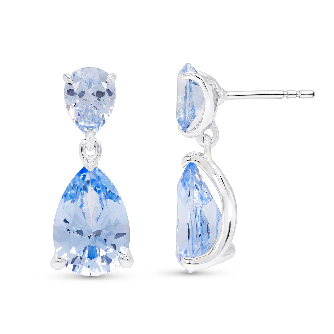 Pear Cut Blue Spinel Drop Earrings