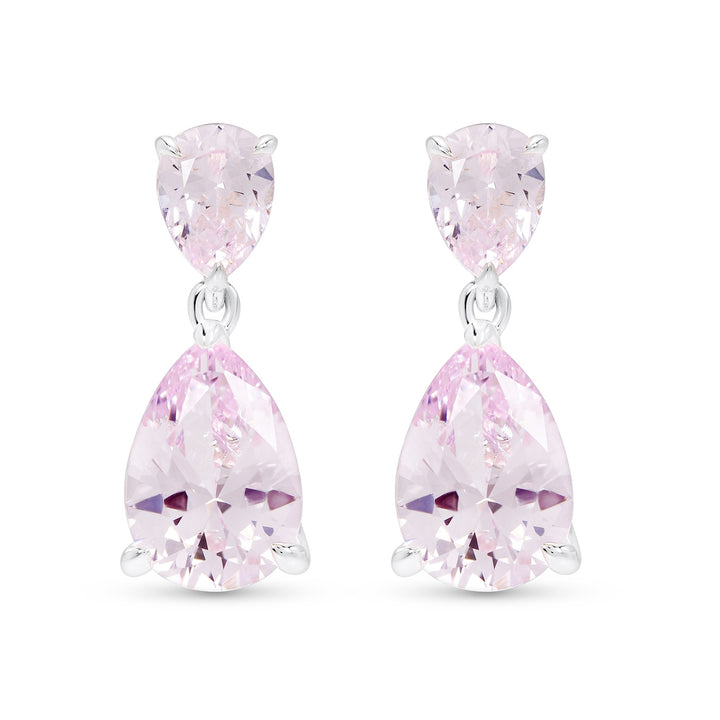 Pear Cut Light Pink Sapphire Drop Earrings