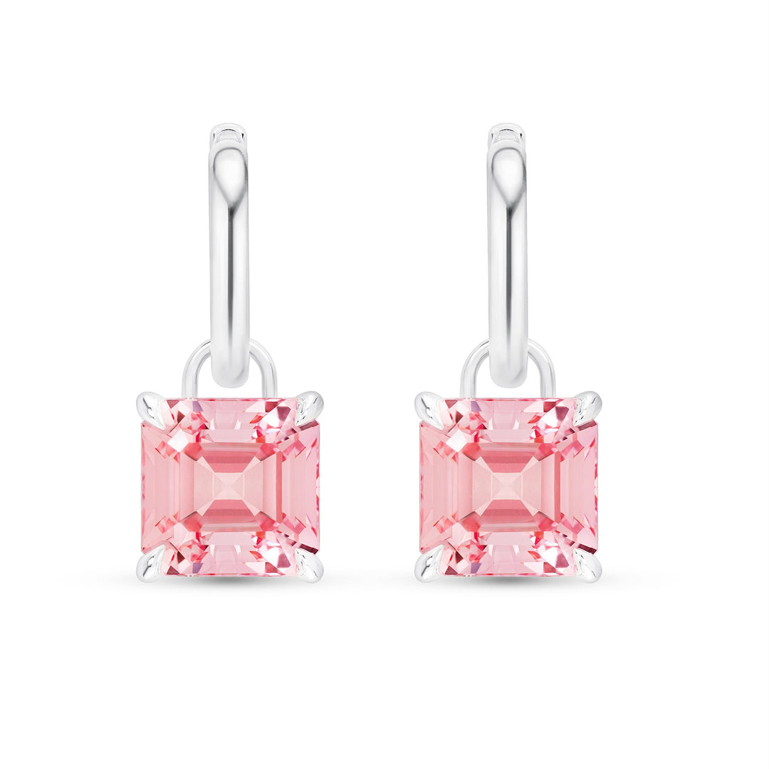 Asscher Cut Pink Padparadscha Sapphire Earrings