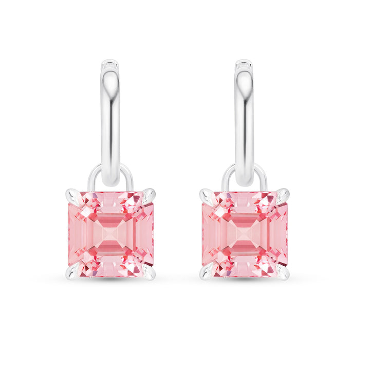 Asscher Cut Pink Padparadscha Sapphire Earrings