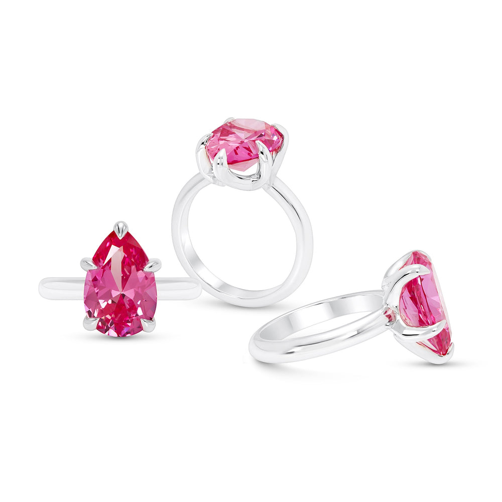 Pear Cut Padparadscha Pink Sapphire Ring