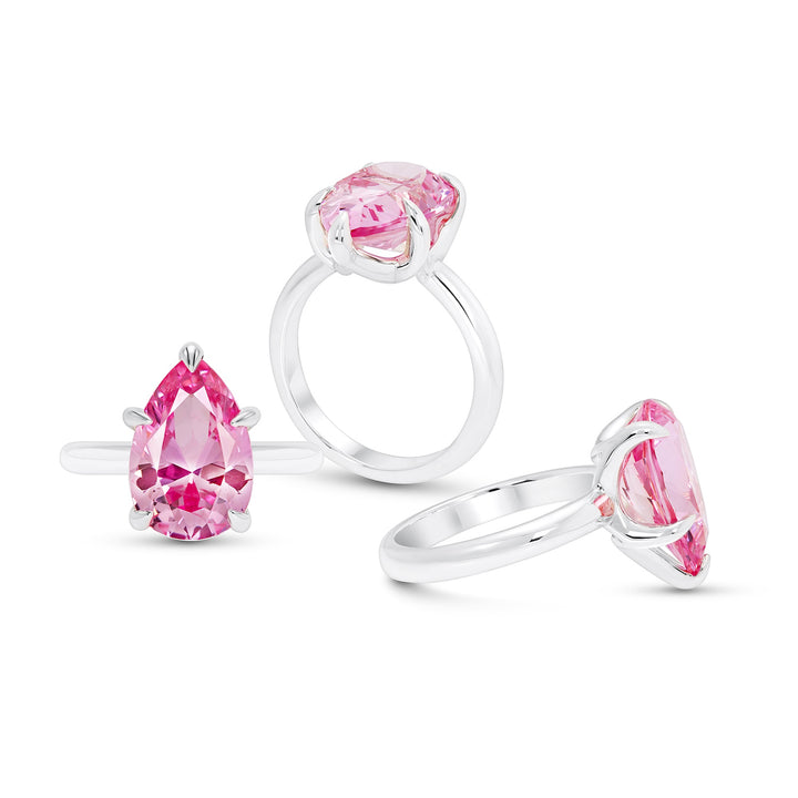 Pear Cut Pink Padparadscha Sapphire Ring
