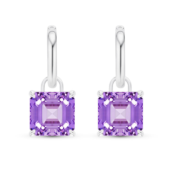 Asscher Cut Purple Sapphire Earrings