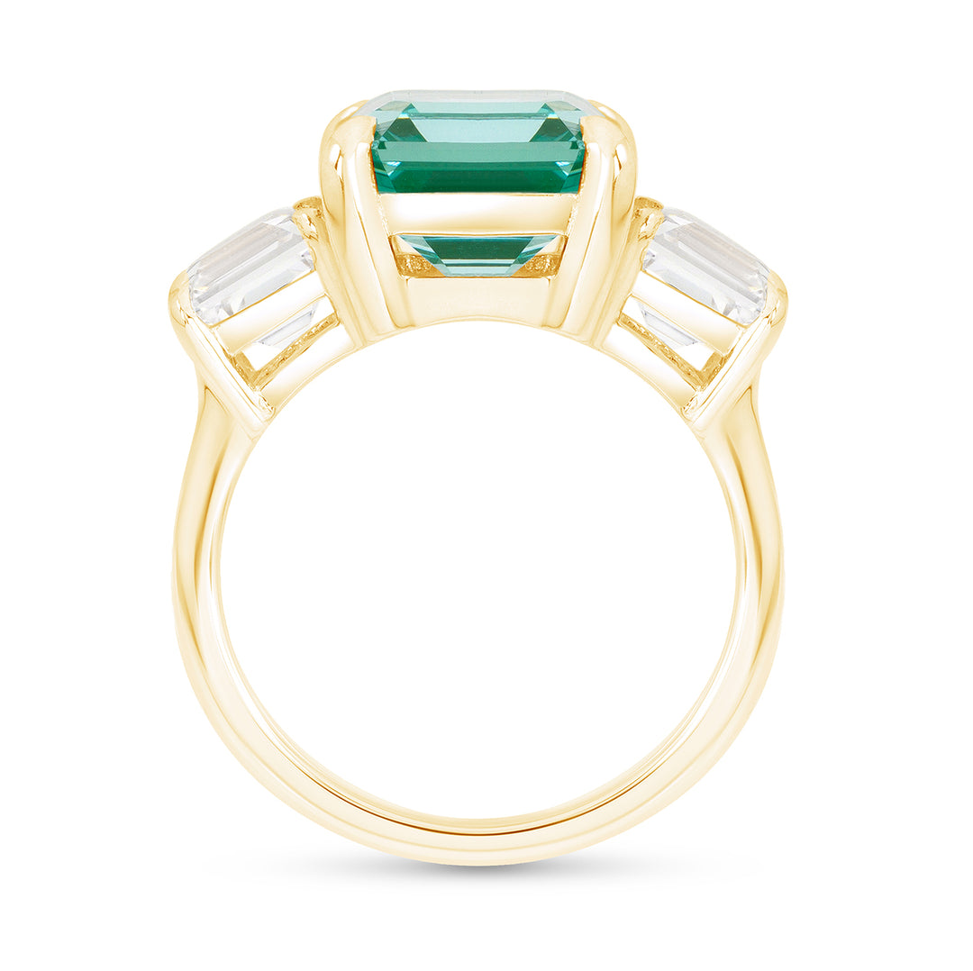 *SOLD* Asscher Cut Teal Green Spinel Deco Ring