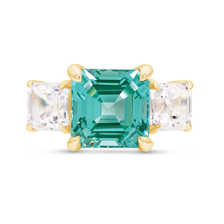 *SOLD* Asscher Cut Teal Green Spinel Deco Ring