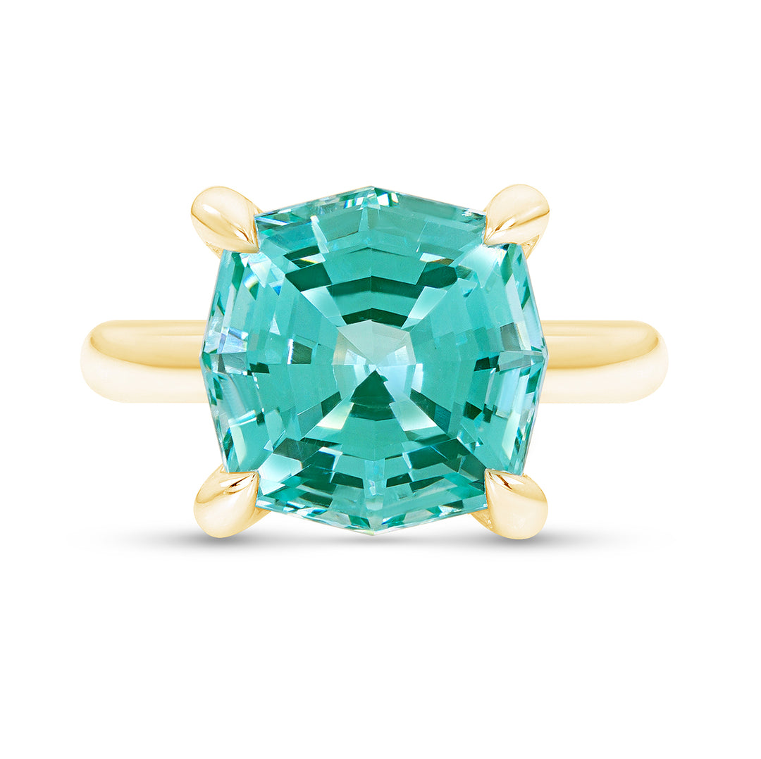 *SOLD* Octagon Cut Teal Green Spinel Regency Ring