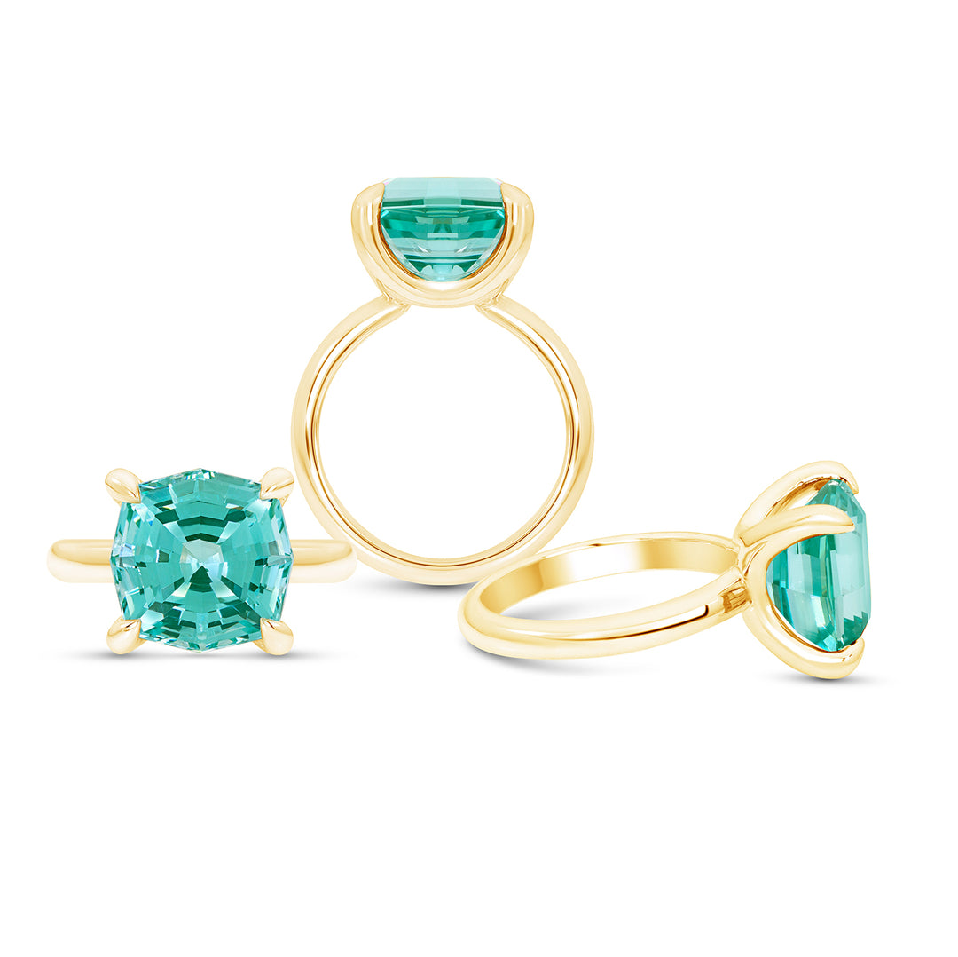 *SOLD* Octagon Cut Teal Green Spinel Regency Ring