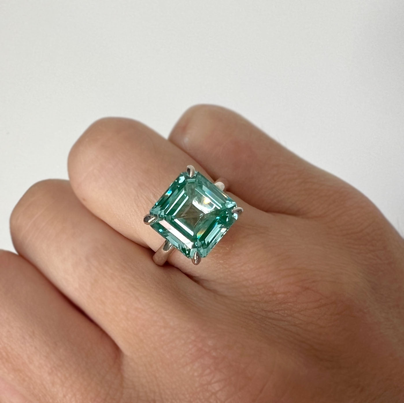 Teal Green Spinel Riviera Ring