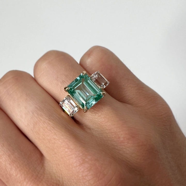 Teal Green Spinel Orsay Ring