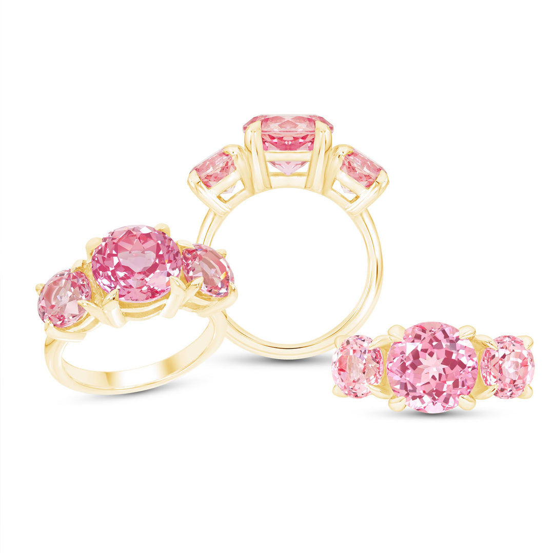 Pink Sapphire Triple Crown Ring